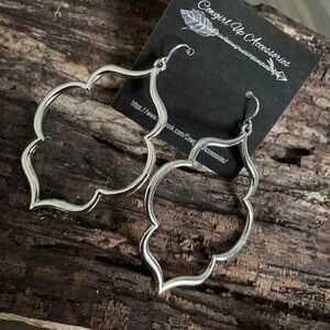 Silver Quatrefoil Hoop Earrings